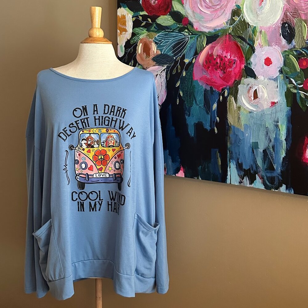 Boho Desert Highway Graphic Top | Hotel CA Inspired Oversized Tee Size 3XL
